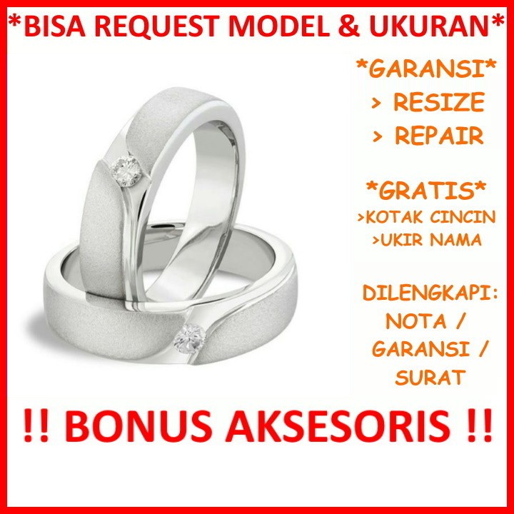 Gratis Ukir Nama Garansi Silver Asli Bisa Pesan Model Cincin Couple Perak Kawin Nikah Tunangan Id165