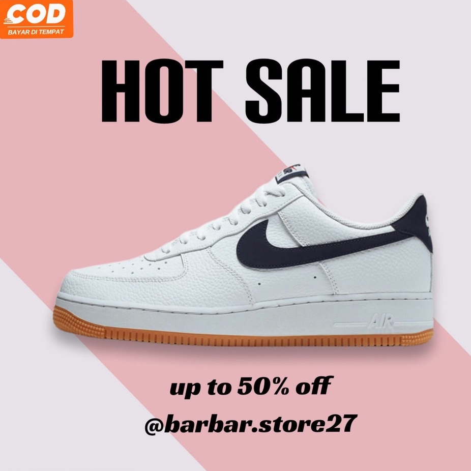 Nike Air Force 1 '07 Low White Navy Gum Medium Obsidian Mens Shoes (Sneakers/Unisex/Cassual)