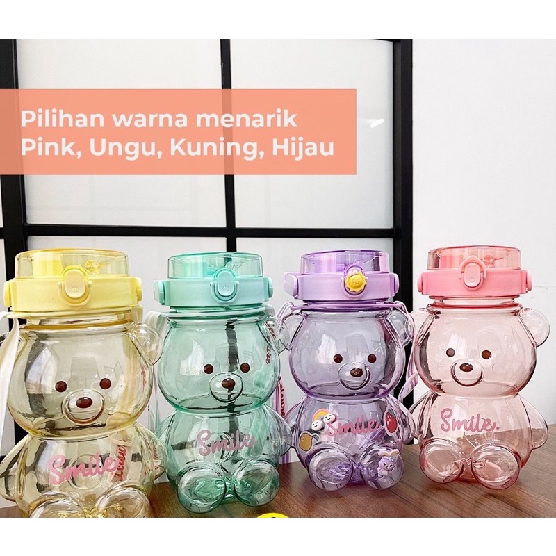 Tumbler Minum JCO Bear Beruang Transparan 1400ml 1 4 Liter Free Sticker 2D dan 3D BZ 112 Tumbler Min