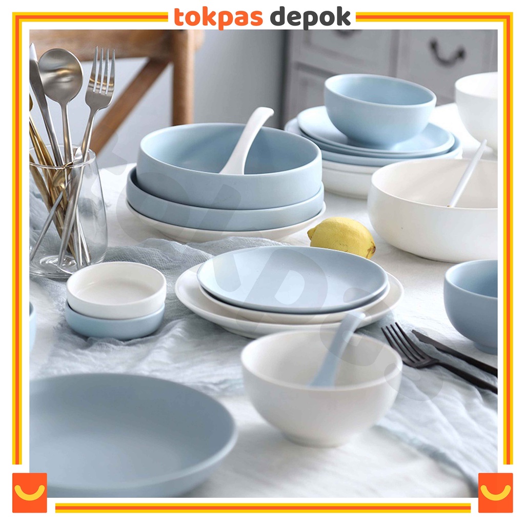 Peralatan Makan Keramik Minimalis / Piring Gelas Mug Mangkok Cantik Polos Naomi Alat Makan Aesthetic