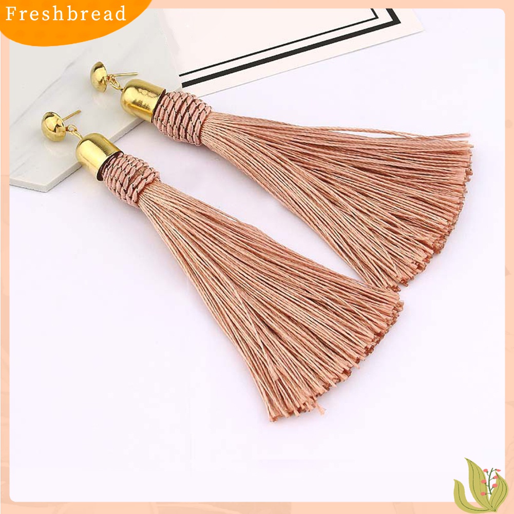 Terlaris Bohemian Wedding Tassel Ear Studs Long Dangle Earrings Bridal Bridesmaid Jewelry