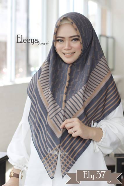 HIJAB SEGIEMPAT MOTIF ELY 57||  ELEEYA SCARF