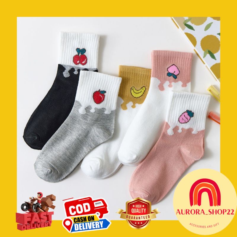 [COD] KAOS KAKI WANITA IMPORT LUCU CUTE KAOS KAKI PENDEK PANJANG DI ATAS MATA KAKI TEBAL IMPORT MOTIF BUAH LUCU