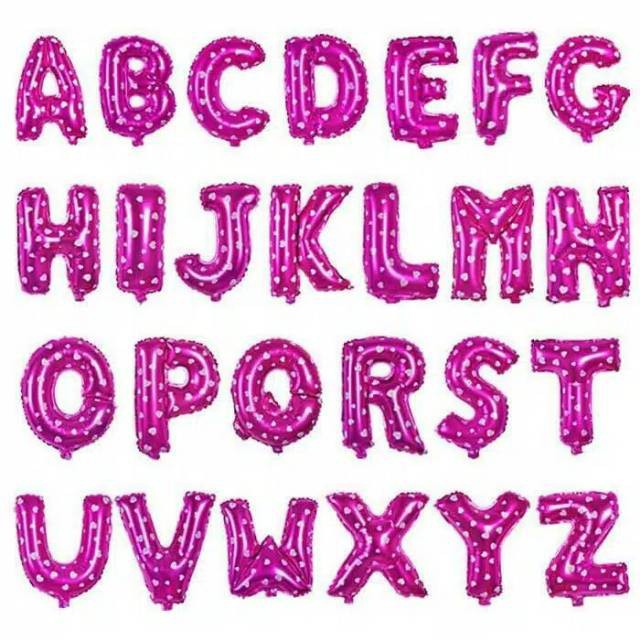 BALON FOIL HURUF WARNA PINK MOTIF LOVE BALON HURUF WARNA PINK