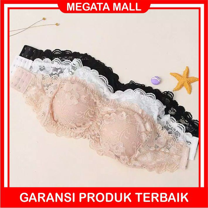 ♫ Megata ♫ A127 Crop Top Bra Renda Kemben Bandeau Sexy Model Tanpa Tali Dengan Busa Import Grosir