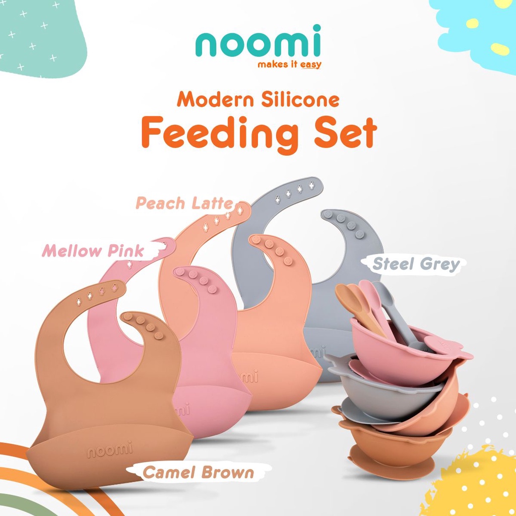 Noomi Modern Silicone Feeding Set - Perlengkapan Makan Anak