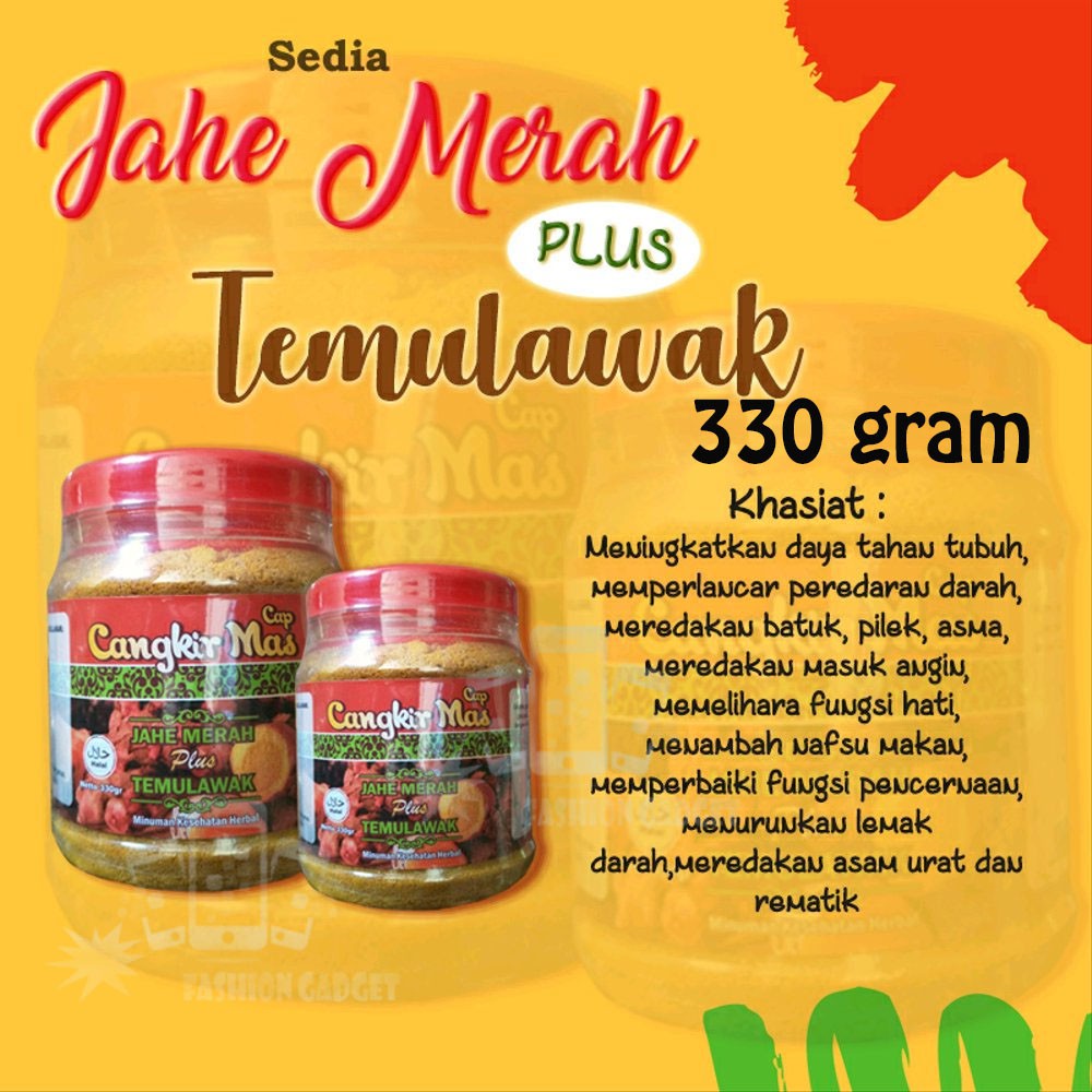 JAHE MERAH PLUS TEMULAWAK ORIGINAL Minuman Bubuk Herbal JAHE MERAH Minuman Kesehatan Cap Cangkir Mas