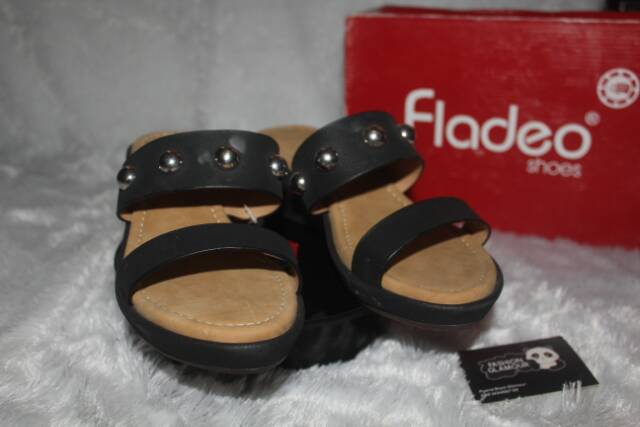 HEELS WEDGES BRANDED FLADEO ORIGINAL BLACK FLORAL SIZE 39