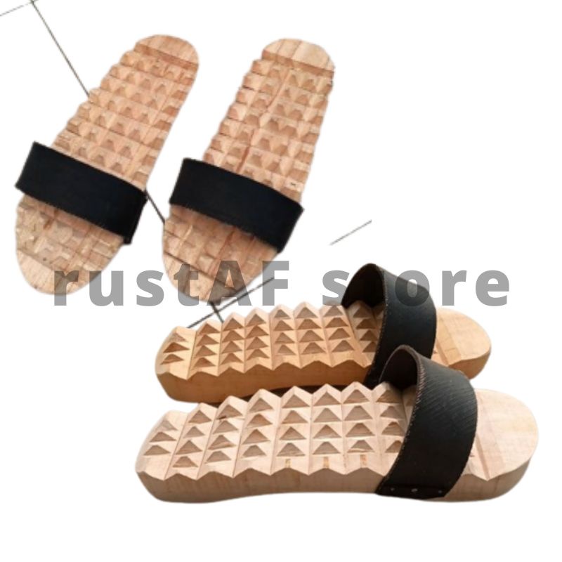 Sandal Bakiak Kayu Rematik Bakiak Rematik Kayu Sandal Tradisional Kayu Gerigi