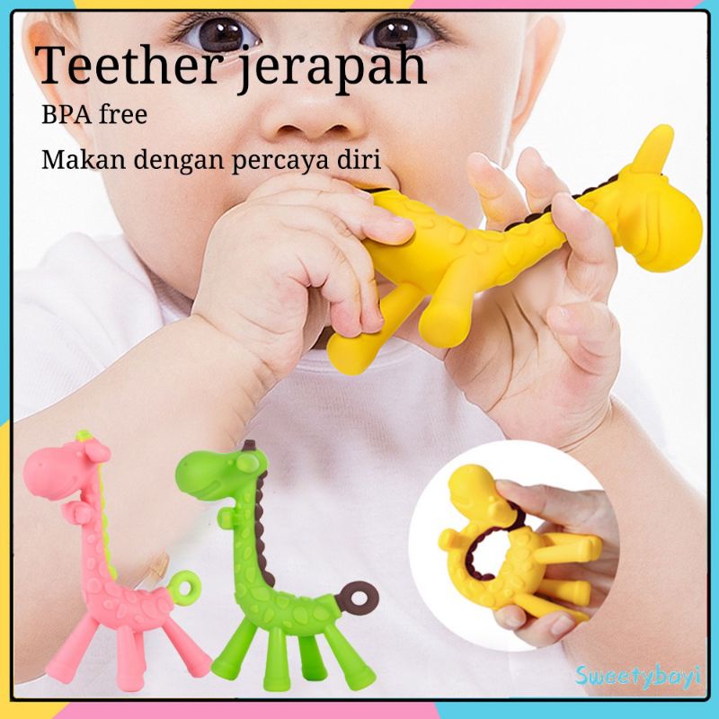 MAINAN GIGITAN BAYI BENTUK JERAPAH silikon lembut