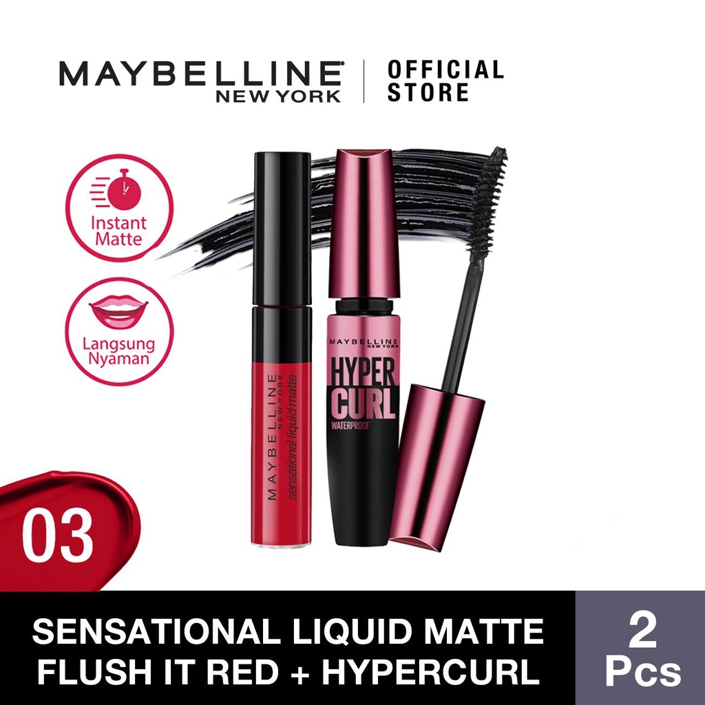 Maybelline Color Sensational Liquid Lipstick Flush it Red&Volum Express
Hypercurl Waterproof Mascara