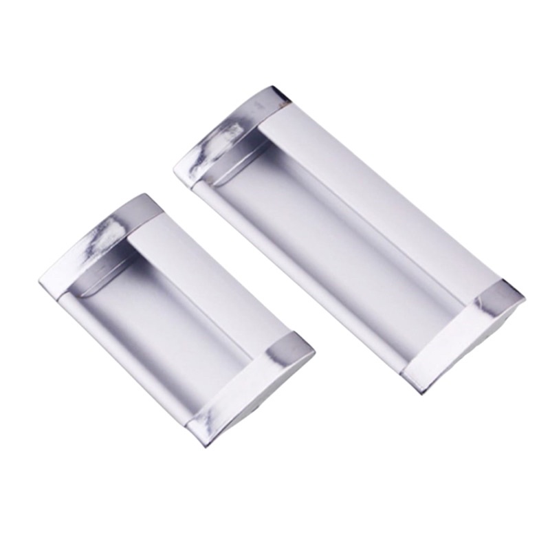 Tarikan TSM Sliding Tanam | Handle Cekung Plastik Silver 96 128 mm