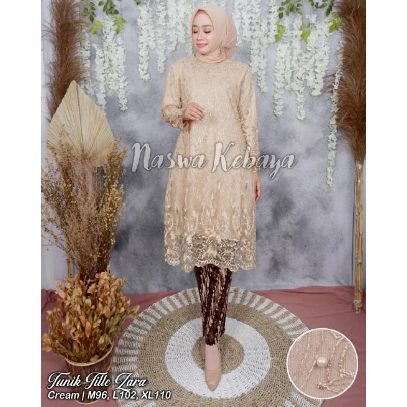 NASW✓TUNIK TILLE/KEBAYA TILLE/KEBAYA MODERN/BAJU KEBAYA/KEBAYA TUNIK/KEBAYA INDONESIA/KEBAYA-Cream