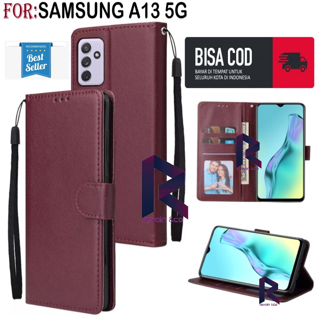 NEW SAMSUNG GALAXY A13 5G 2022 CASE FLIP WALLET LEATHER KULIT PREMIUM SARUNG BUKA TUTUP FLIP CASE SAMSUNG A13 5G