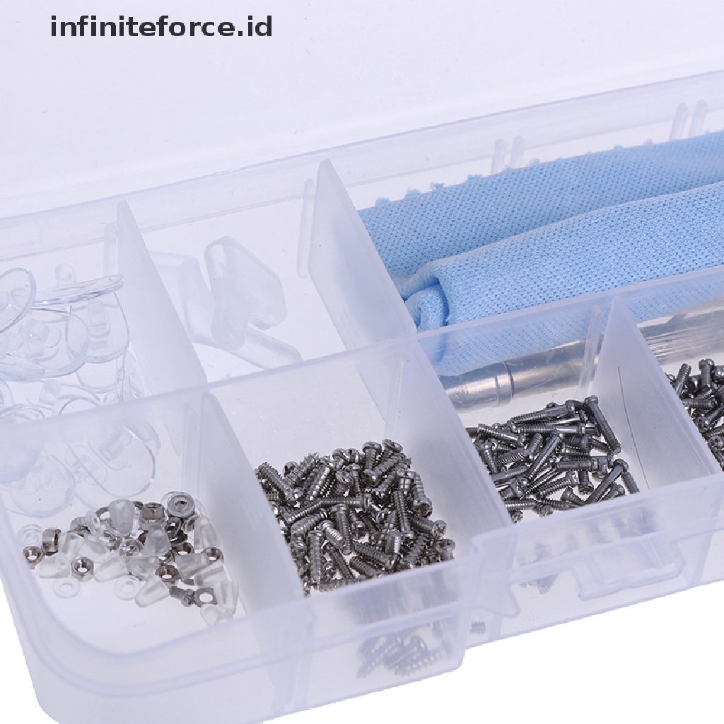 (infiniteforce.id) Set Sekrup + Mur + Bantalan Hidung + Kait Telinga Untuk Reparasi Kacamata