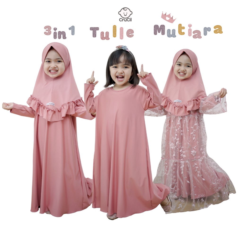crucil 3in1 gamis tulle mutiara MOMMY