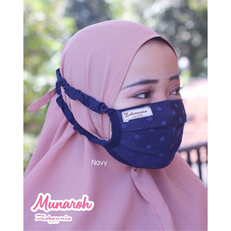 Masker Munaroh Tile Dotie by Zabannia | Masker hijab 2 lapis tali silang