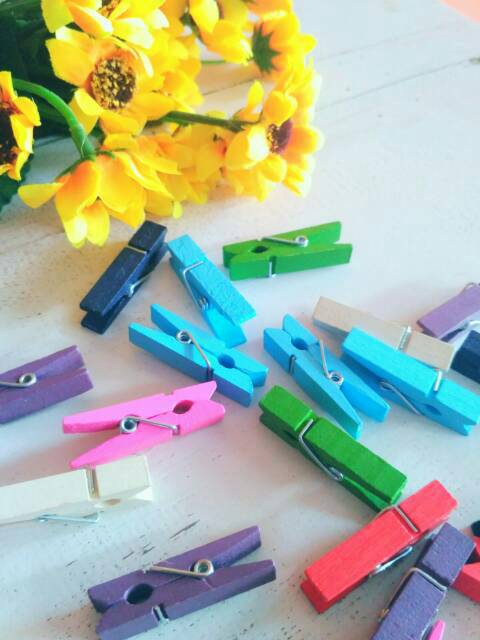 Jepit kayu warna / pin kayu / Wooden clip colour / wood clip / wood klip / penjepit kayu warna