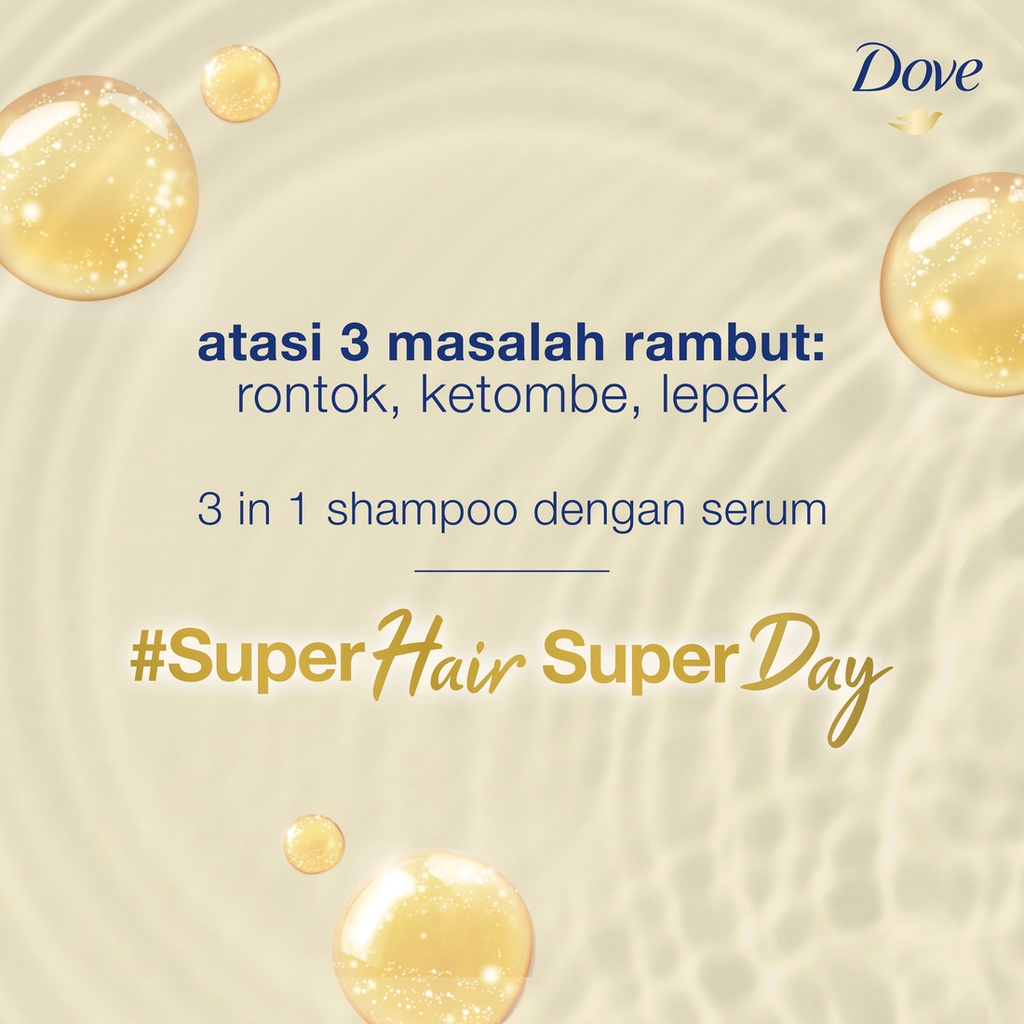 Dove 3 In 1 Super Shampoo Hair Serum 125Ml - Anti Lepek Anti Ketombe Anti Hair Fall-7