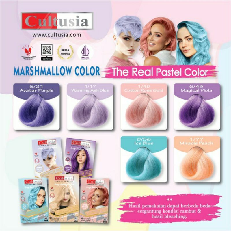 CULTUSIA MARSHMALLOW Hair Color 30mL | Semir Rambut Warna Pastel