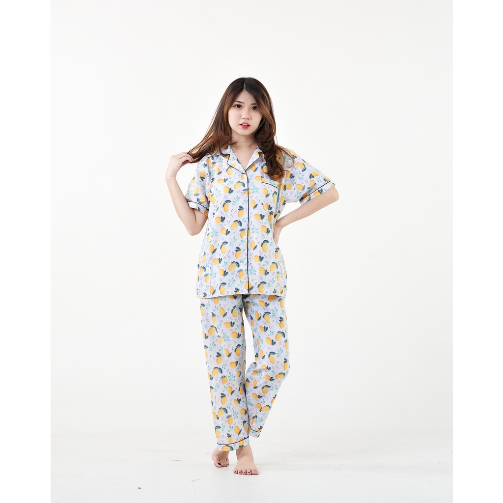 IZANY Piyama CP allsize Celana Panjang KATUN EROPA PREMIUM banyak variasi-LEMON GREY KP LIST