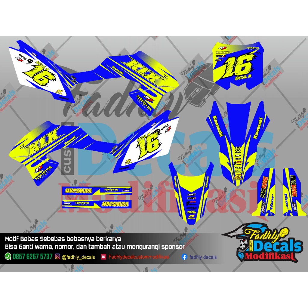 Decal KLX Biru Kuning