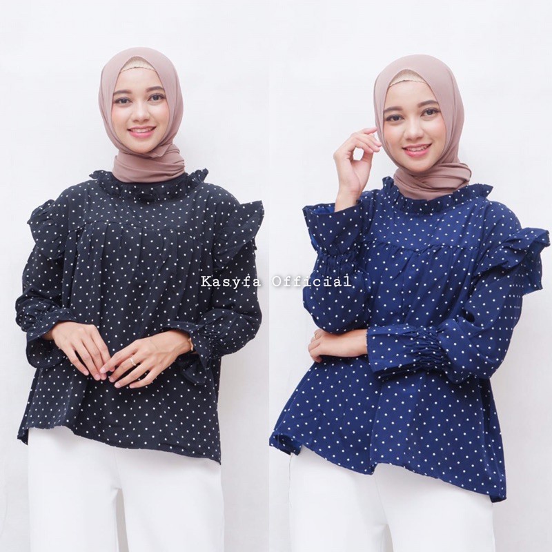 BLOUSE POLKADOT RUFFLE // VINO BLOUSE POLKADOT REMPEL