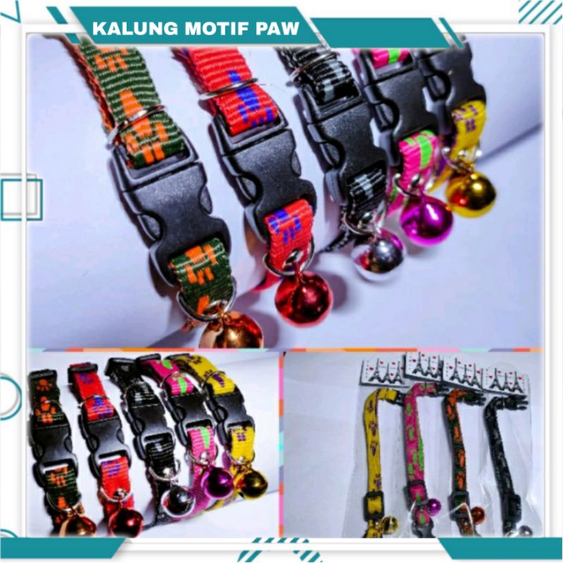 kalung kucing motif paw telapak kaki tebal Krincing 14mm