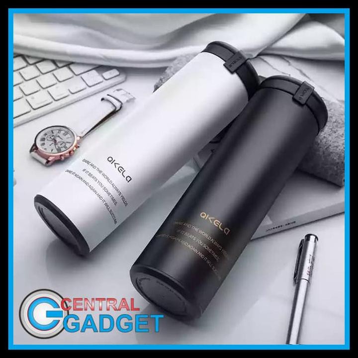 SALE THERMOS TERMOS BOTOL AIR MINUM PANAS DINGIN STAINLESS QKELA 450ML - HITAM