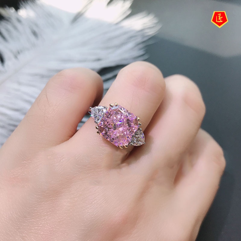 [Ready Stock]Fashion Elegant Pink Moissanite Women's Ring