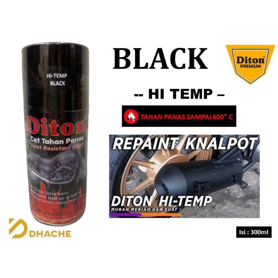 Cat Pilox Diton Tahan Panas Hi Temp Black Hitam knalpot motor 300ml - HTB300