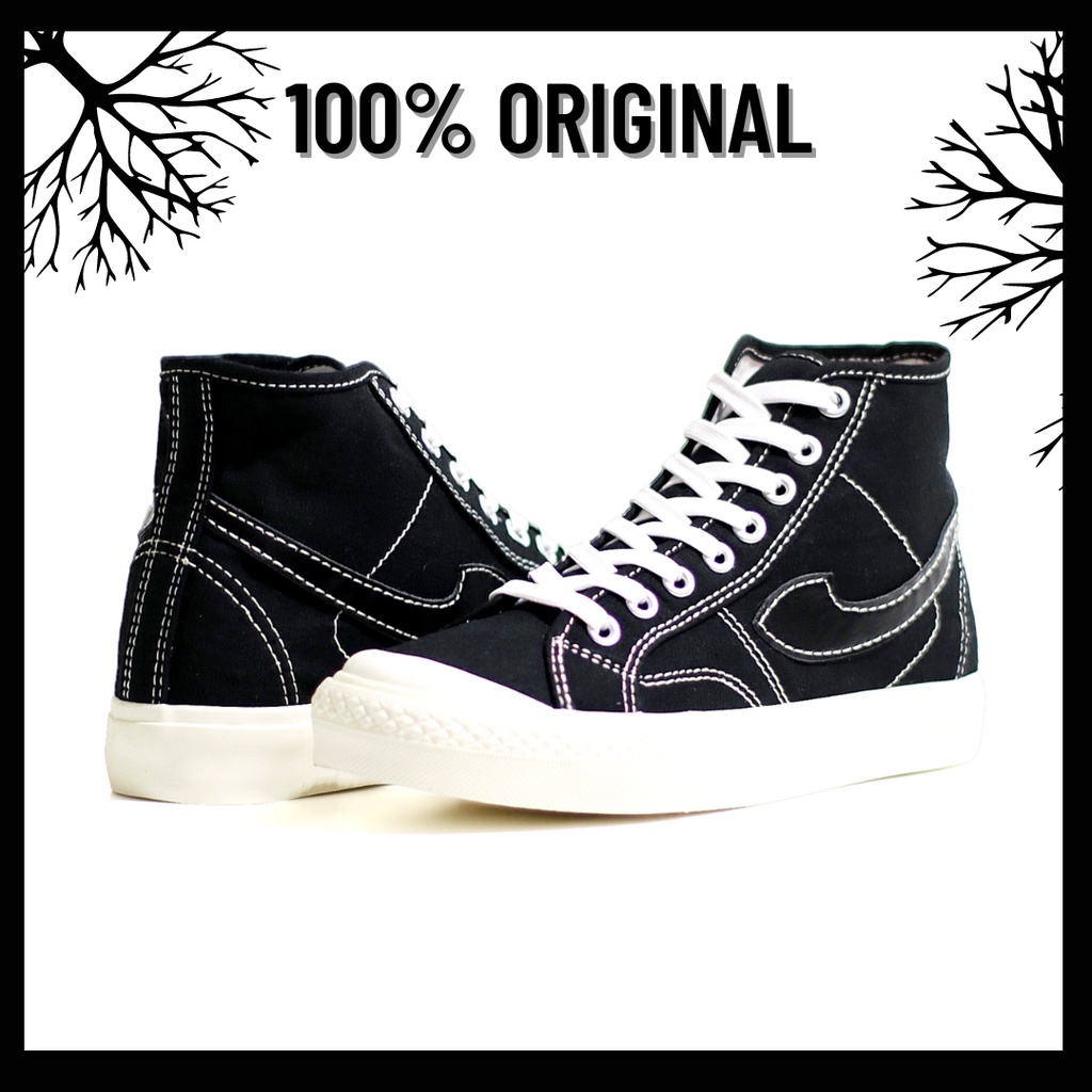 100% Original Sepatu Lokal Casual Oreo White Hi | Not Compass Gazelle Black White High