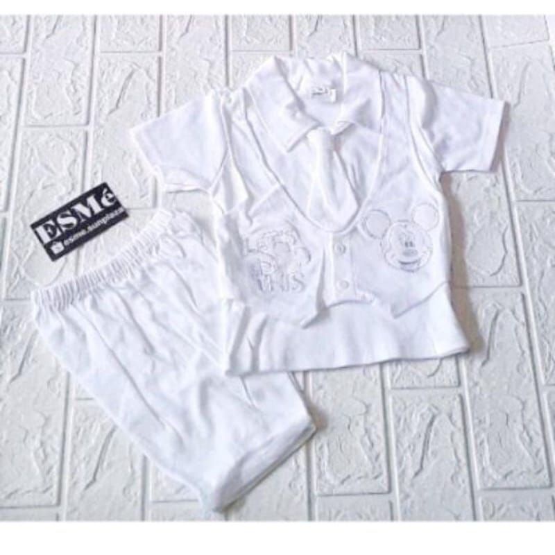 setelan baby rompi lengket putih anak 0-2 tahun cocok untuk baptis , akikah, aqiqah , kado, babtis