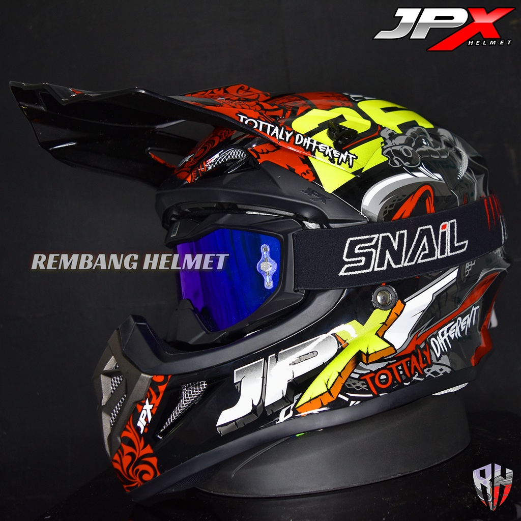 HELM JPX CROSS_FOX1 X16 - BLACK DOFF PAKET GANTENG GOOGLE SNAIL HELM JPX KLX ORIGINAL HELMET MOTO TRAIL SUPERMOTO HELM FULL FACE MOTO CROSS TERBAIK TERMURAH-MX36 MAT BLACK/BLUE