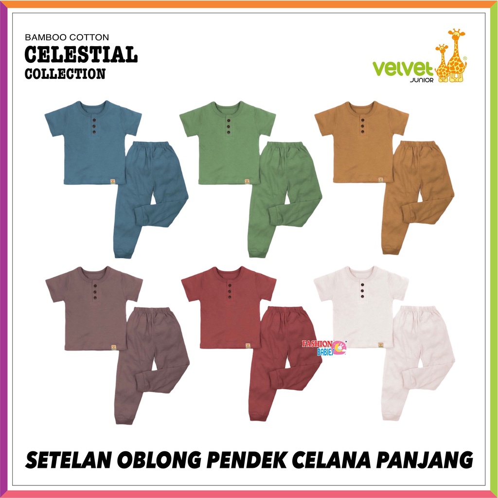 VELVET JUNIOR BAMBOO COTTON CELESTIAL | VELVET POLOS TERBARU | SETELAN PENDEK CELANA PANJANG