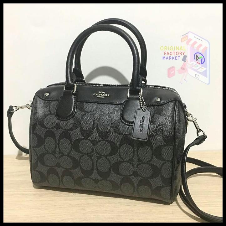 Bag Canvas - Tas Coach 58312 Mini Bennet Satchel Signature Canvas Black Original