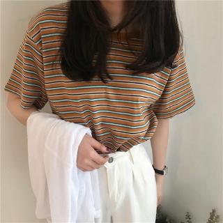  Kaos  T Shirt Lengan Pendek Casual Motif  Garis  Shopee 