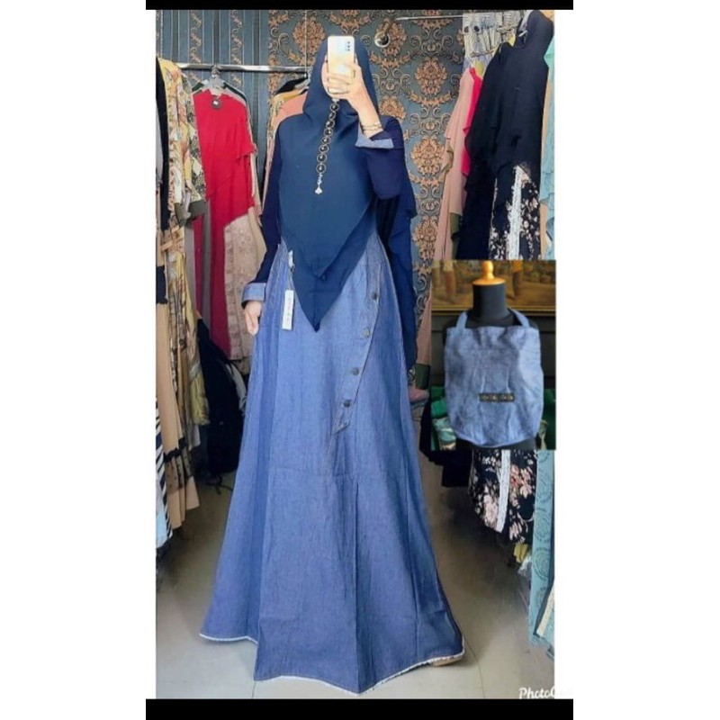Viendra Dress Denim (gamis only)