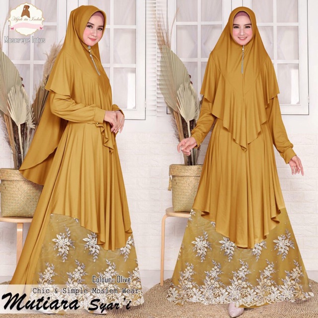 gamis syari mutiara bordir 3D /hijab itu indah