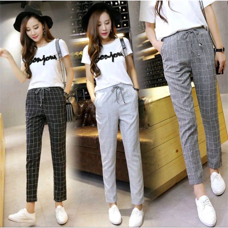[PROMO] TERLARIS Celana Wanita tartan motif kotak Kekinian / Celana Kulot wanita kotak kotak / Baggy