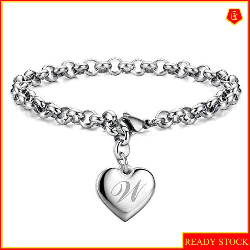 [Ready Stock]New Creative Heart-Shaped 26 Alphabet Bracelet