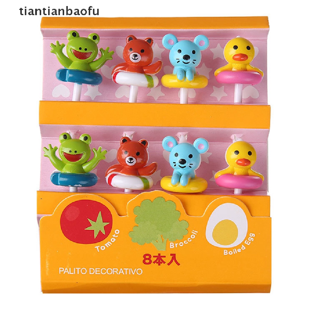 8pcs Garpu Buah / Kue Bentuk Kartun Hewan