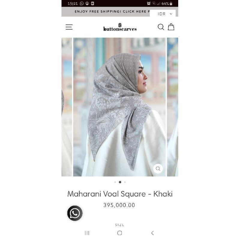 Buttonscarves Preloved Maharani Voal Square, Khaki