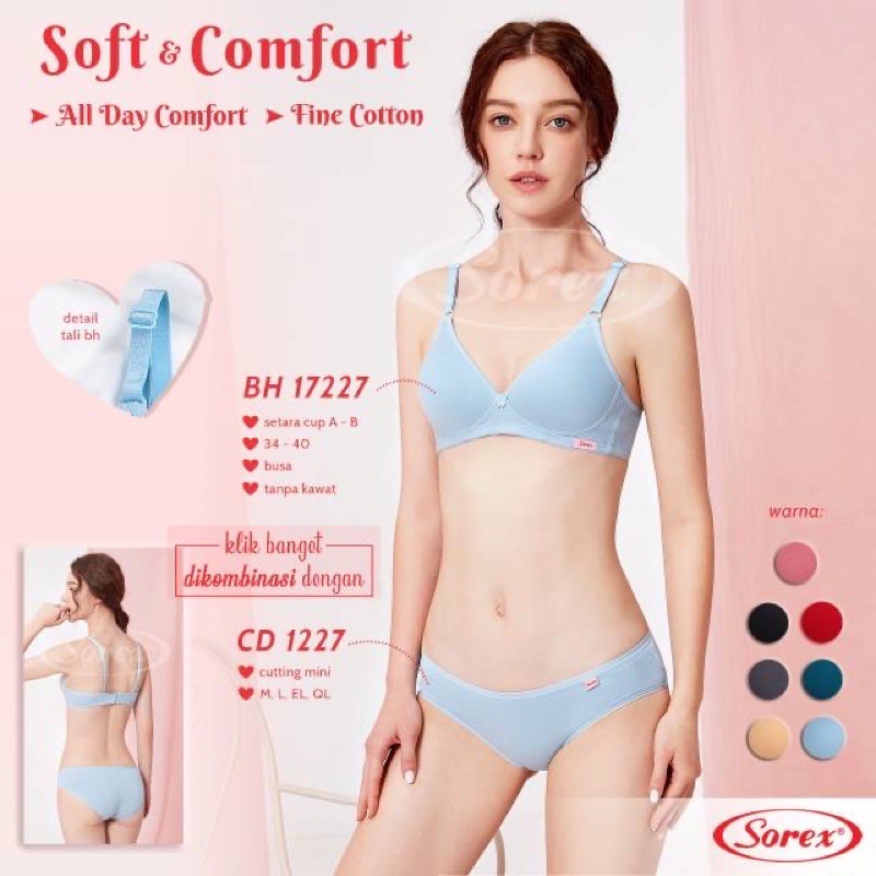 Bra BH Sorex 17227 Tanpa Kawat Busa Tipis CUP B UK 34-40-4