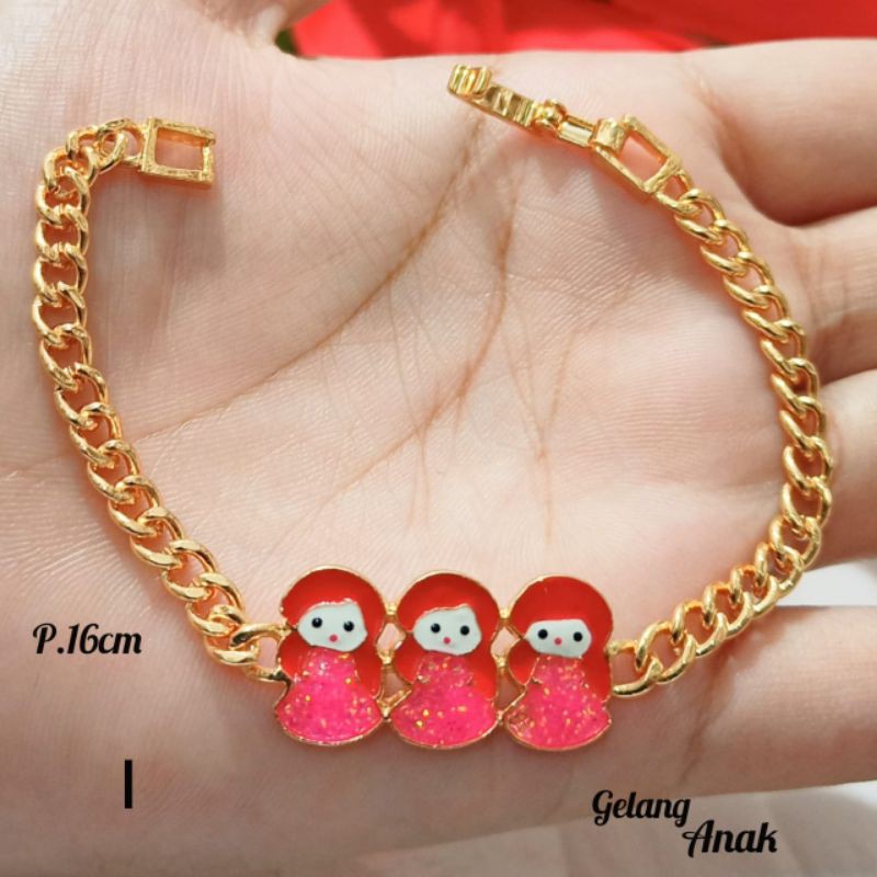 Gelang Anak Rantai Karakter varian Motif Perhiasan Anak Gold Limited edition (COD)