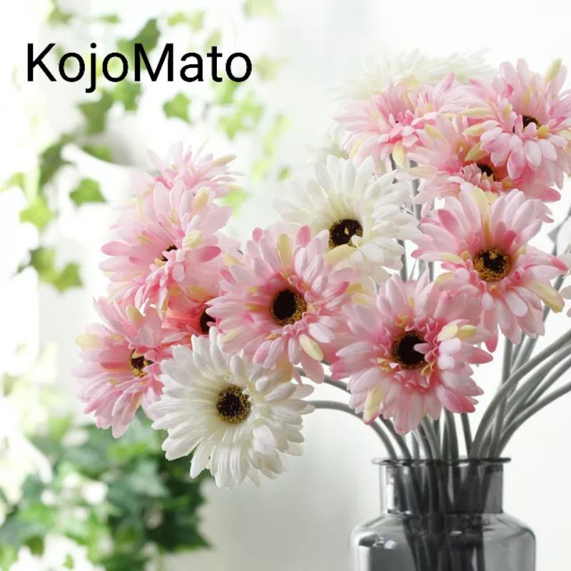Bunga Aster Krisan Chysanthemum Artificial tangkai panjang bunga plastik mawar dekorasi rumah pesta-5