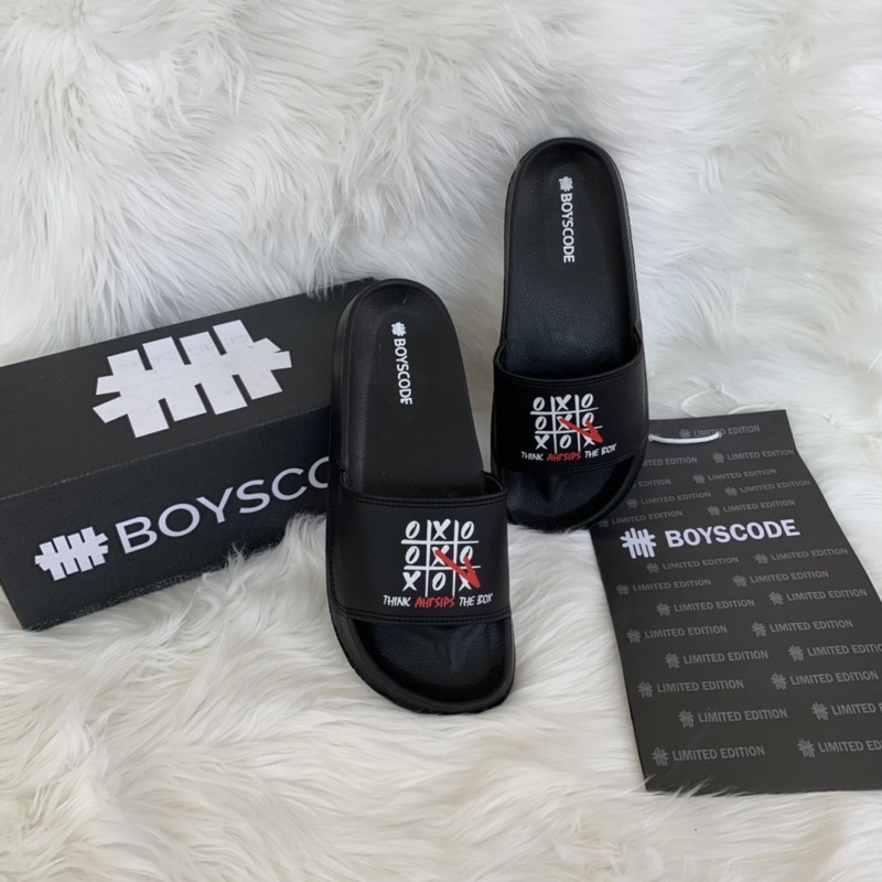 [BOYSCODE] Sendal Selop Pria Teka Teki XOX / Sendal Slip On Pria / Sendal Slide Pria