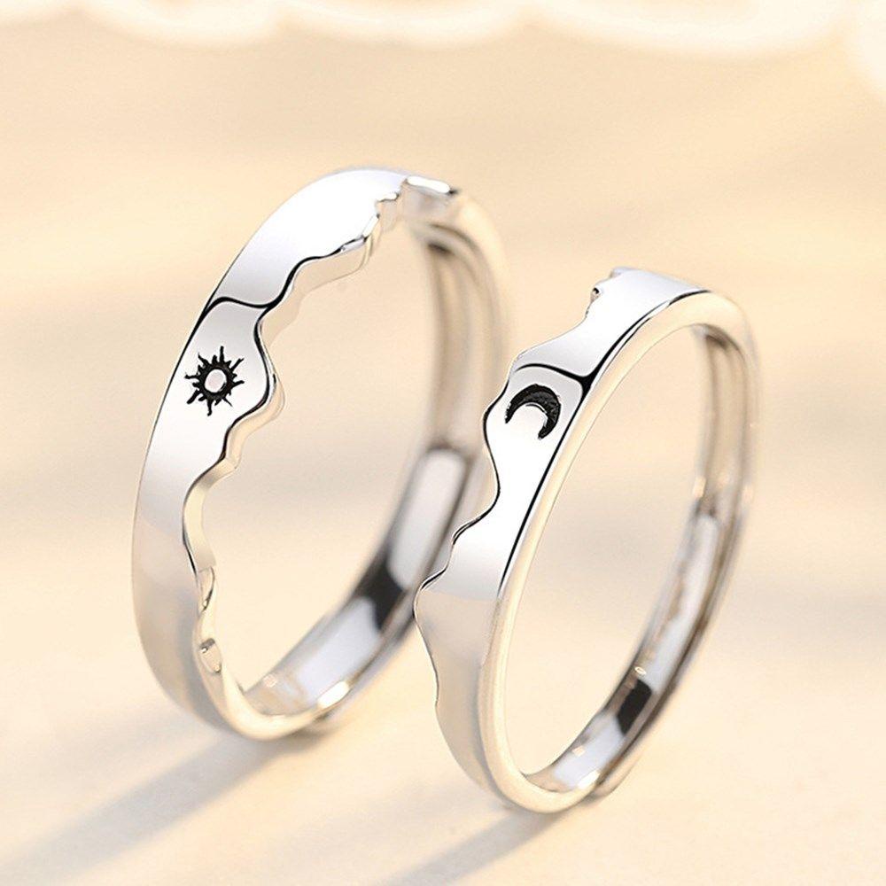 Preva Cincin Couple Hadiah Hari Valentine Enamel Matahari Bulan