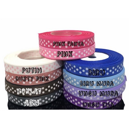 ( 3 Meter ) PITA GROSS GRAIN POLKADOT RIBBON - PITA GROSSGRAIN BESAR 0.5 INCH / 1.25 CM / 1/2 IN PITA ONDE DOTS / HIASAN KADO / PARCEL / HAMPERS / GOODIE BAG DEKOR DEKORASI KADO