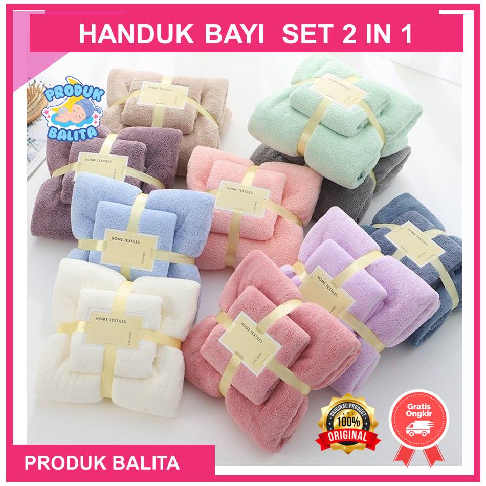 Handuk Mandi Set 2 In 1 Murah Catton Towel Handuk Import Microfiber Lembut Halus Good Quality